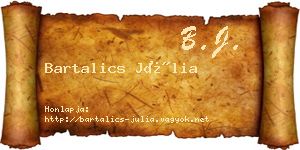 Bartalics Júlia névjegykártya